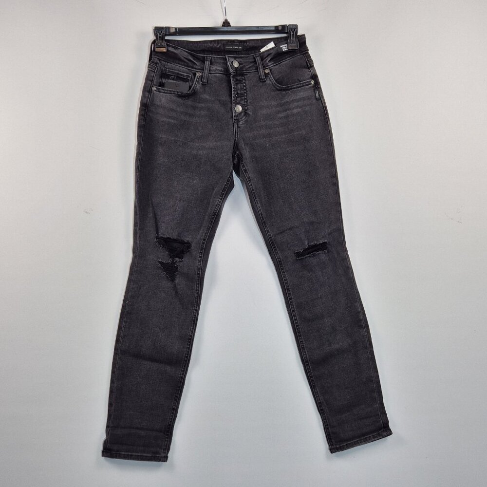 Silver Jeans Women's Size 29 Black Denim Boyfriend Comfort Distressed 29" (62)